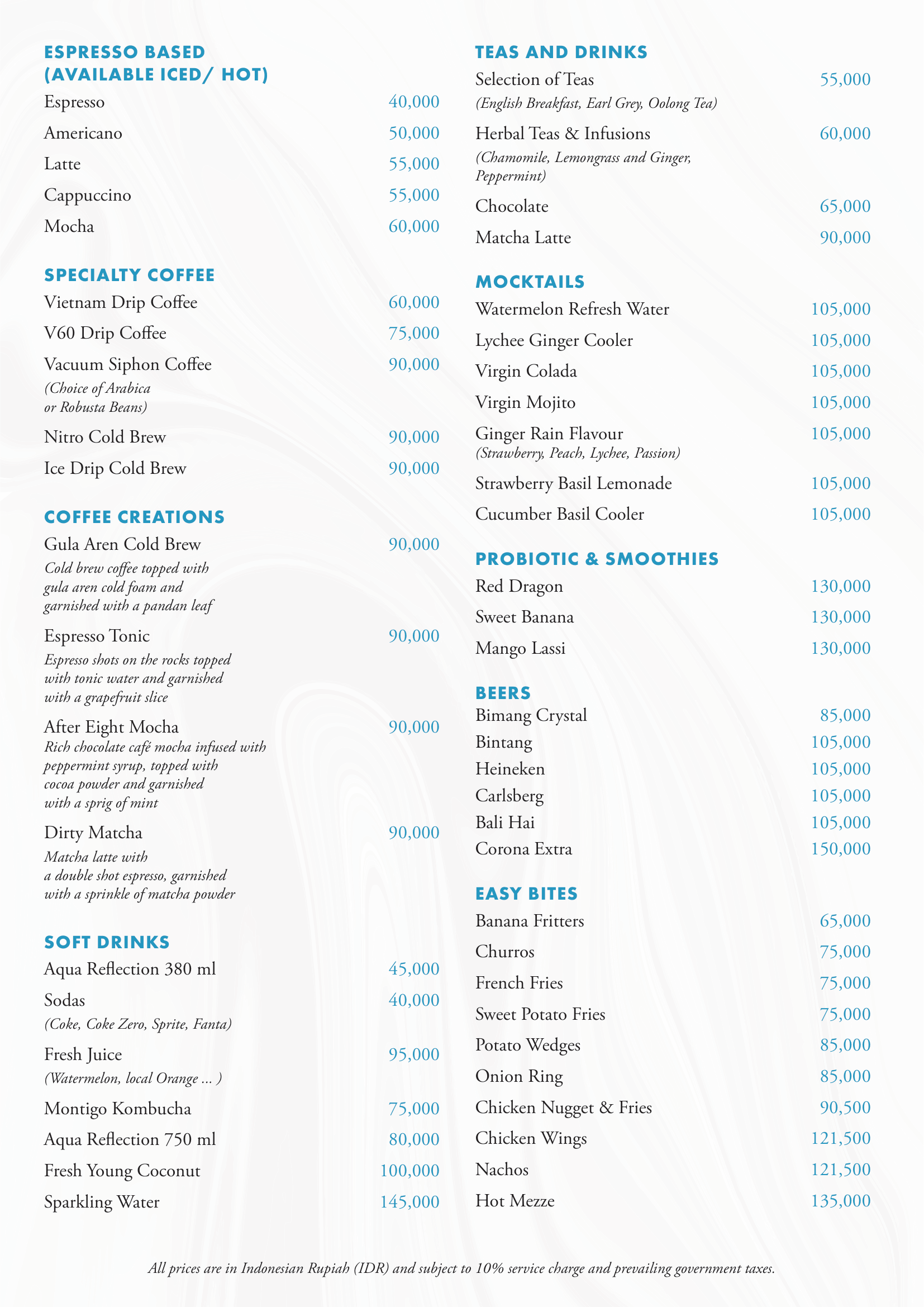 Lobby Lounge Menu 2026